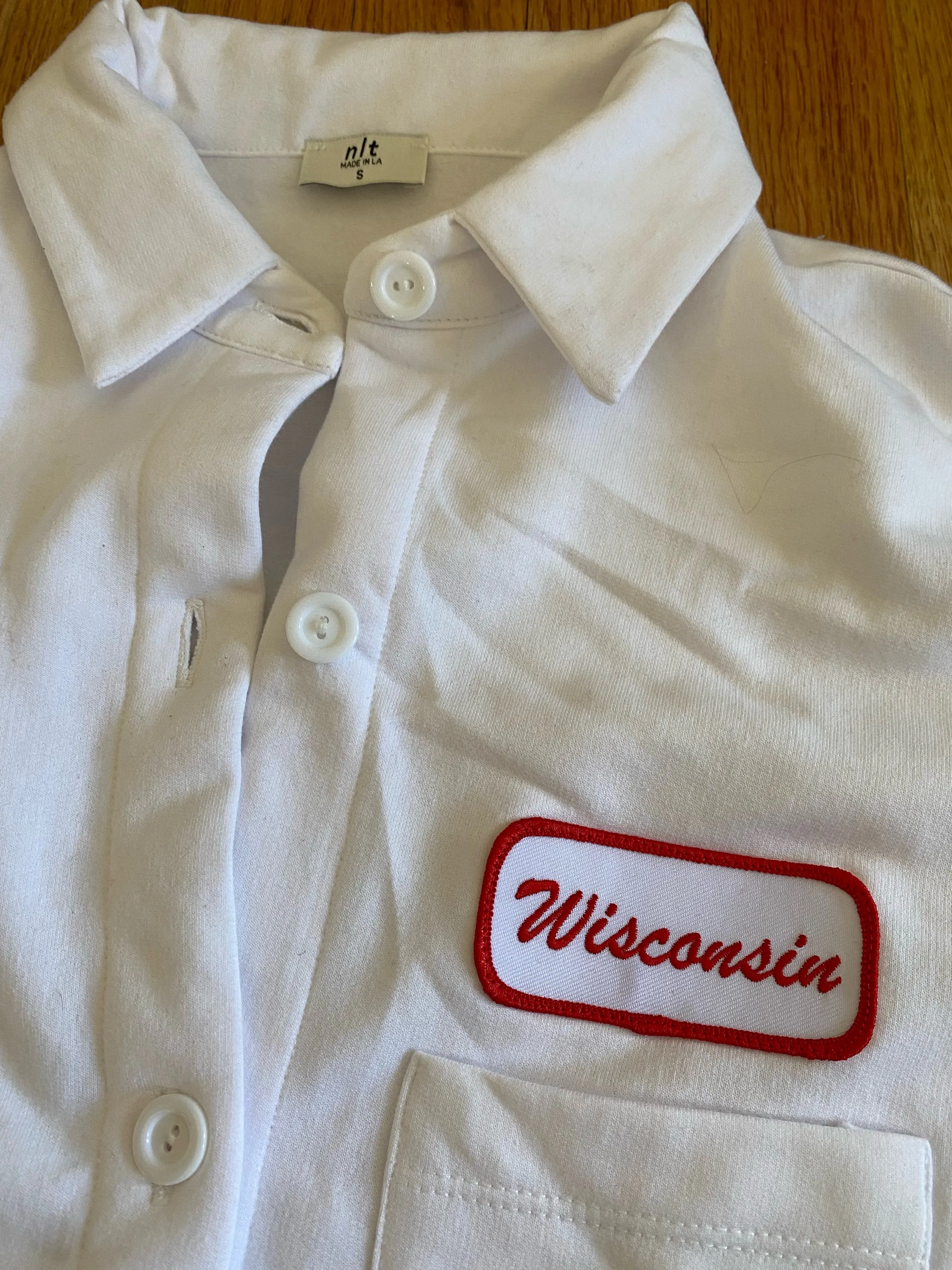 Wisconsin Name Plate Fleece Shacket