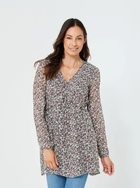 Woman Long Sleeves Floral Tunic Winter Tunic Fashion Casual Jaclyn Tunic | Floral print/Viscose Lurex