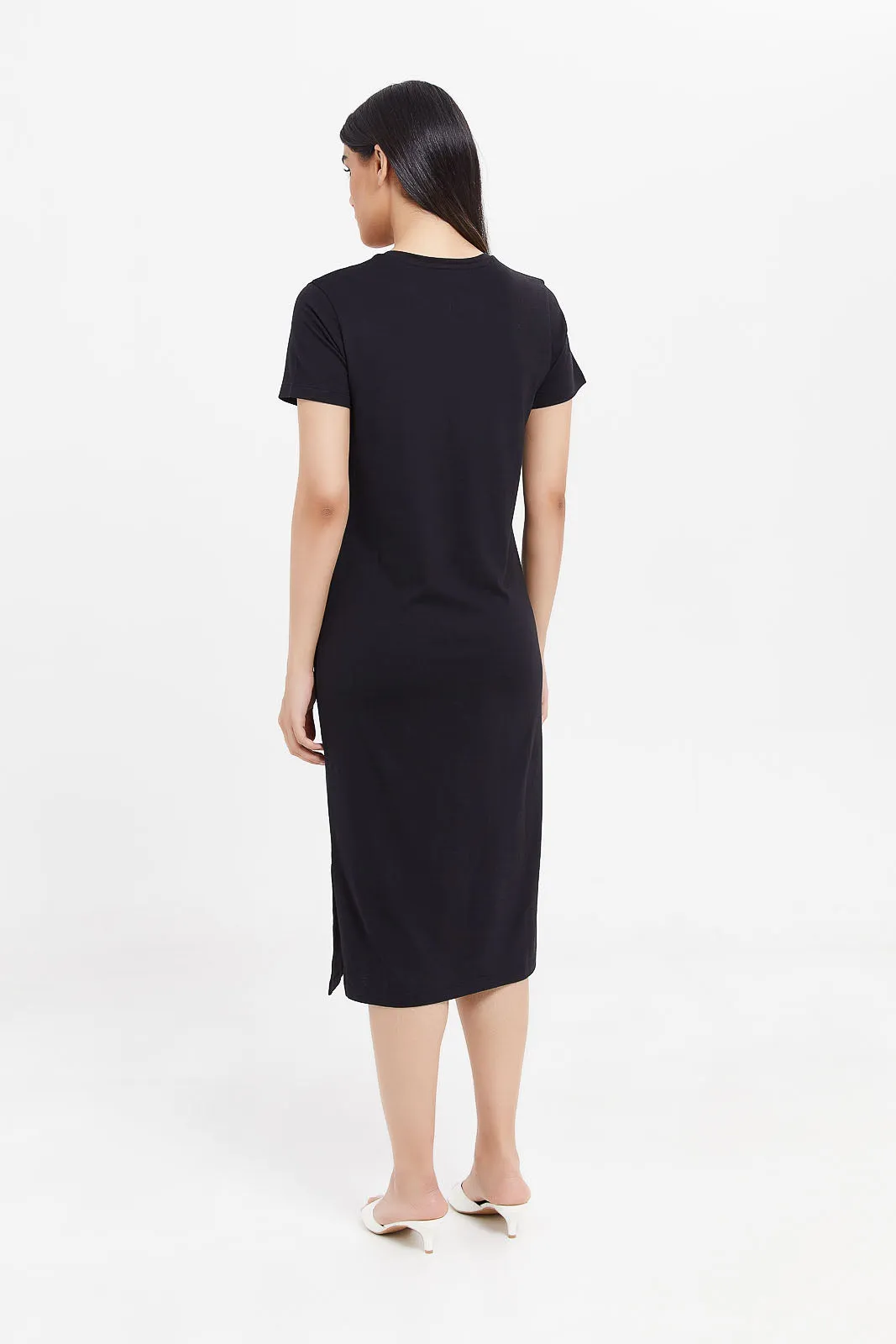 Women Black T-Shirt Dress