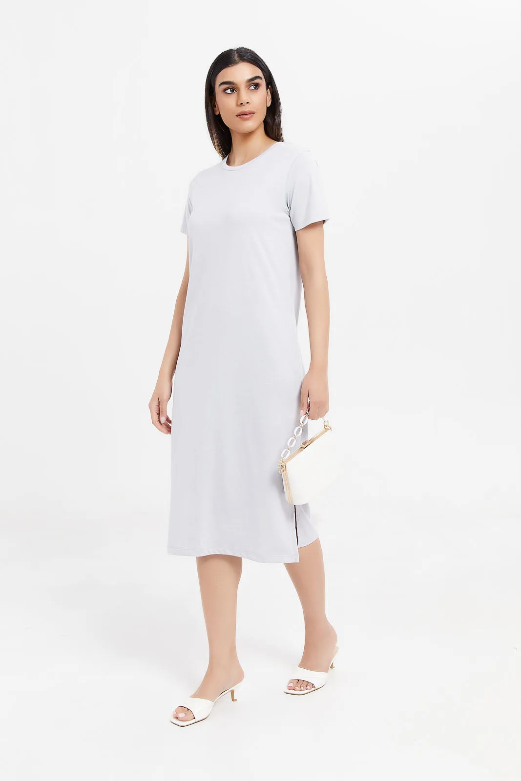 Women Ecru T-Shirt Dress