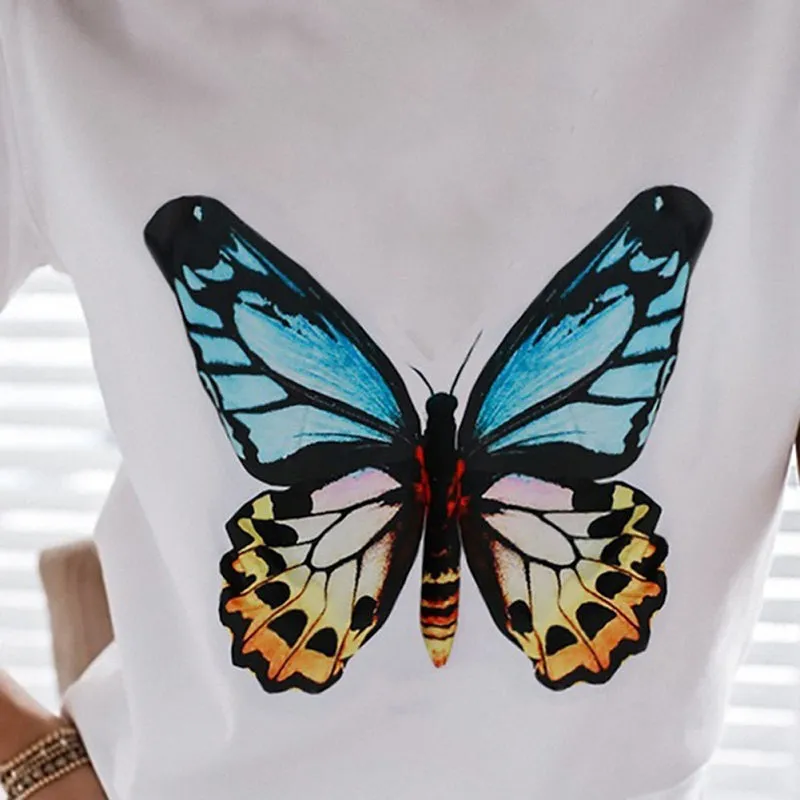 Womens Butterfly Printed Off Shoulder Sexy Casual T-shirt