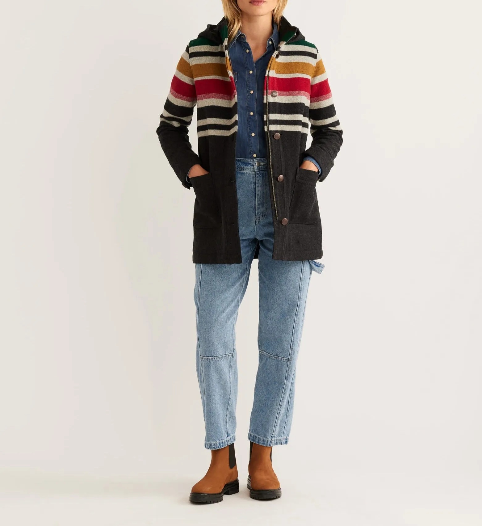 Women's Camp Stripe Wool Quilted Parka