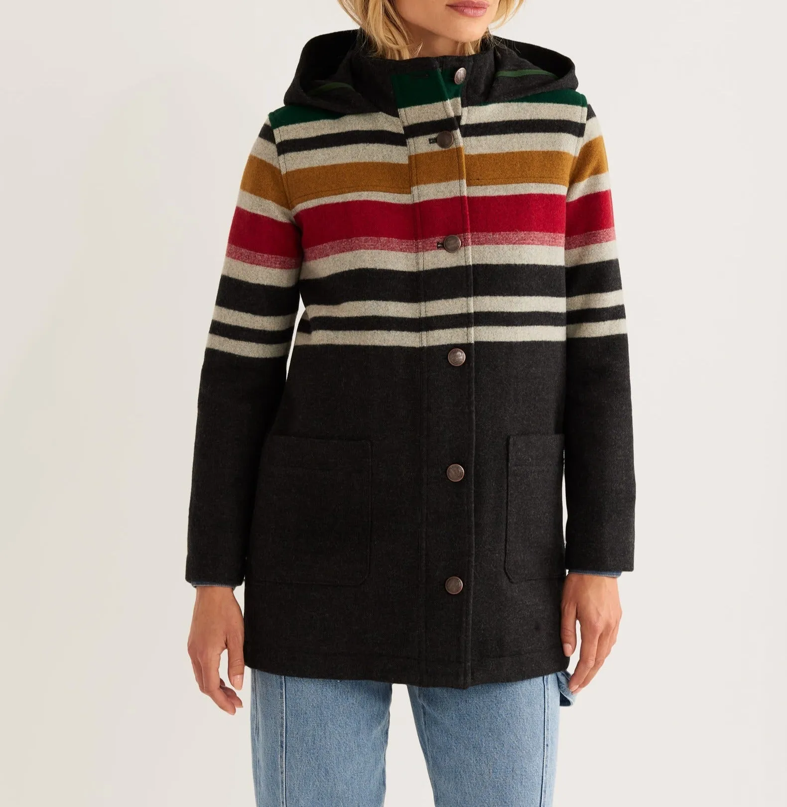 Women's Camp Stripe Wool Quilted Parka