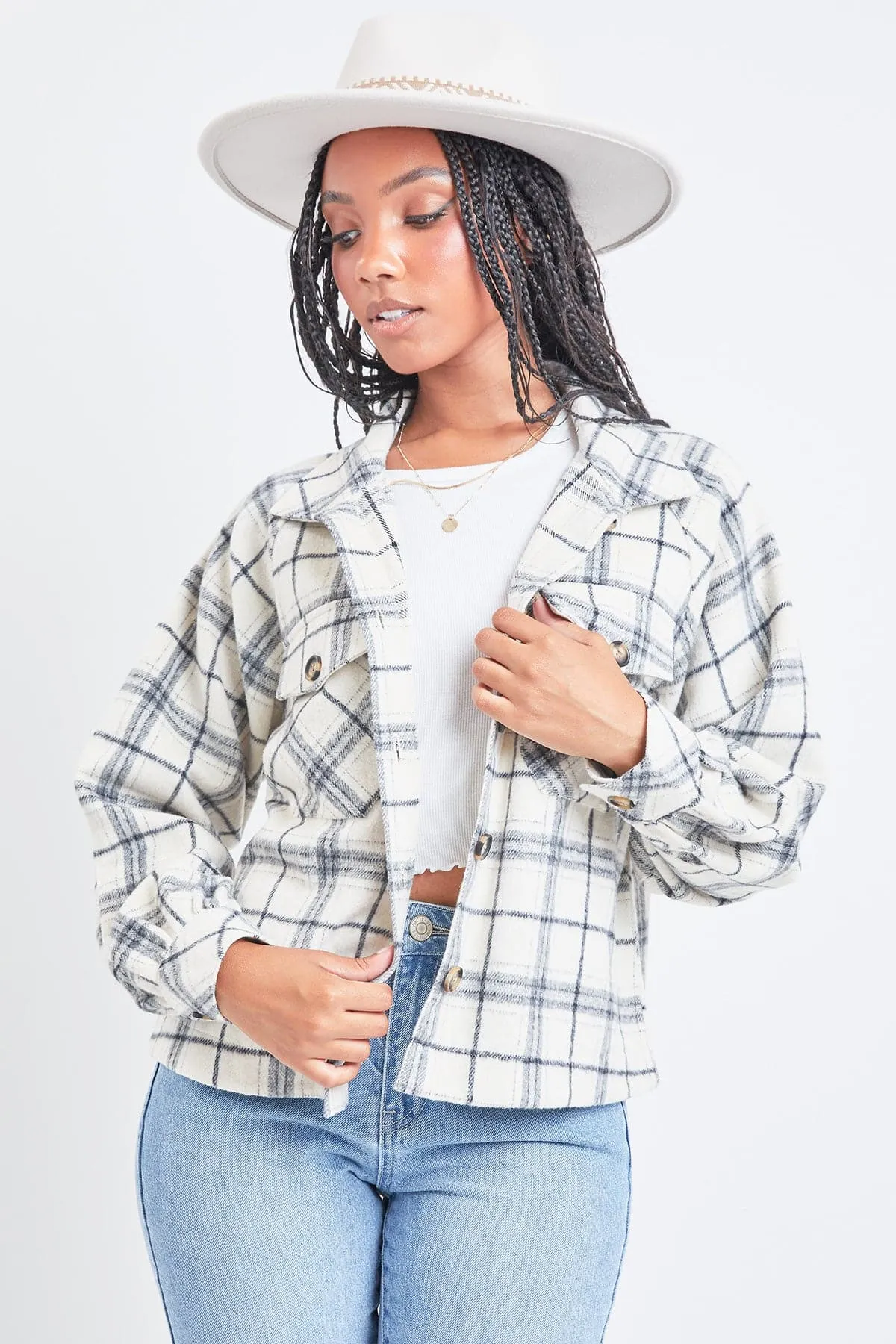 Women's Cropped Boxy Fit Shacket