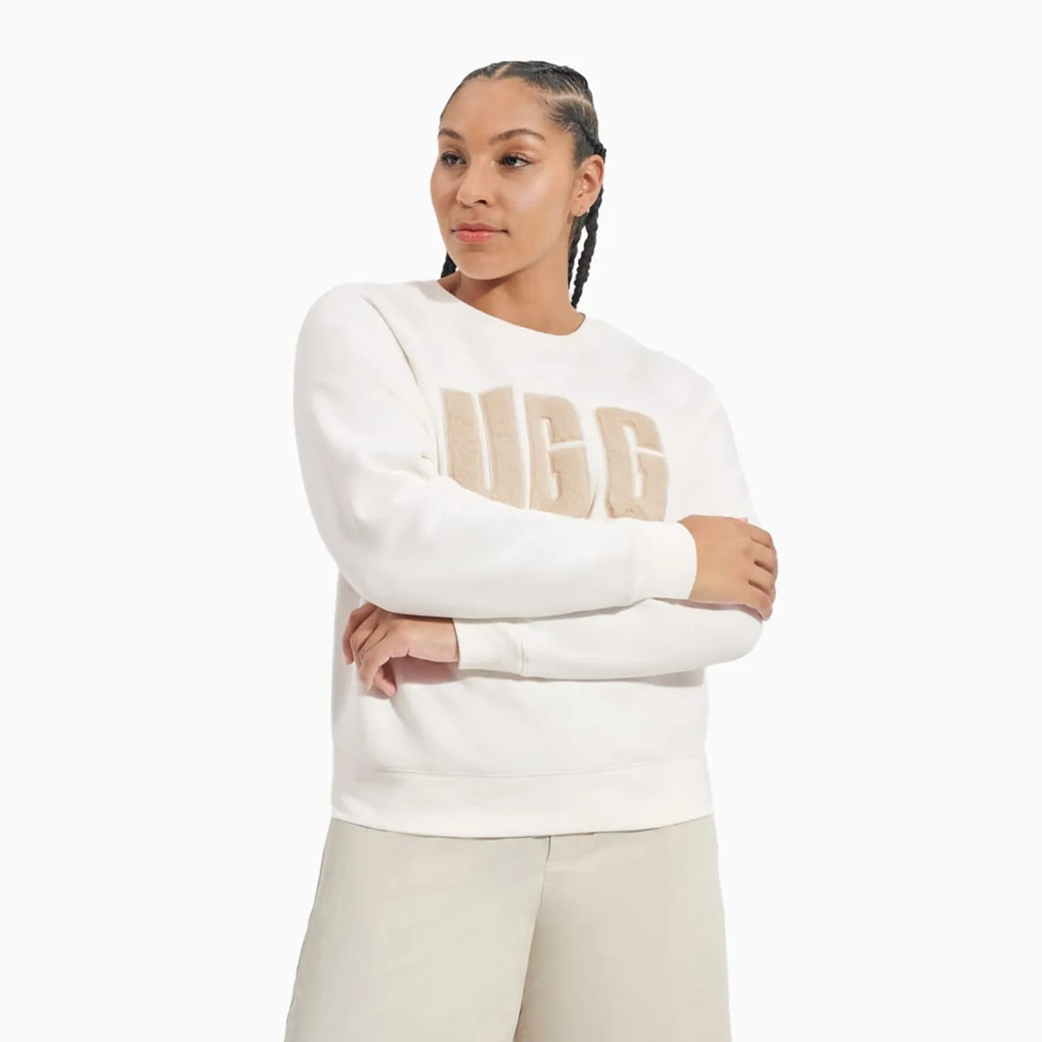 Women's Madeline Fuzzy Logo Crew Neck  Sweatshirt