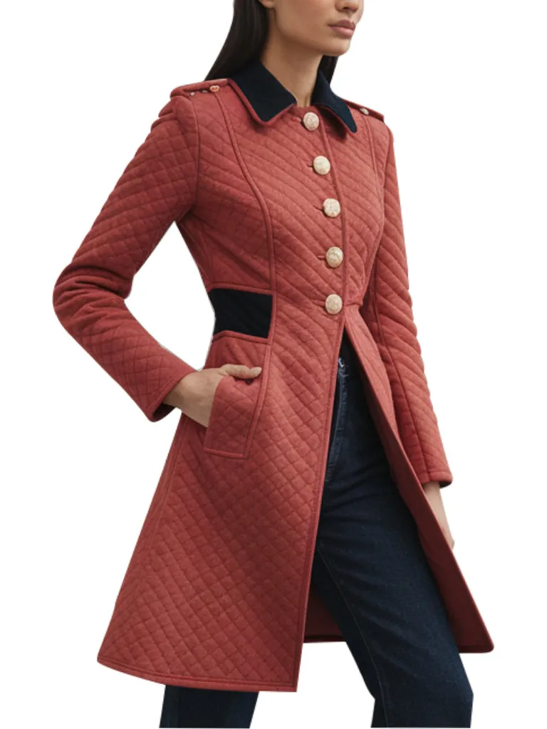 Women's Red Quilted Bark Coat