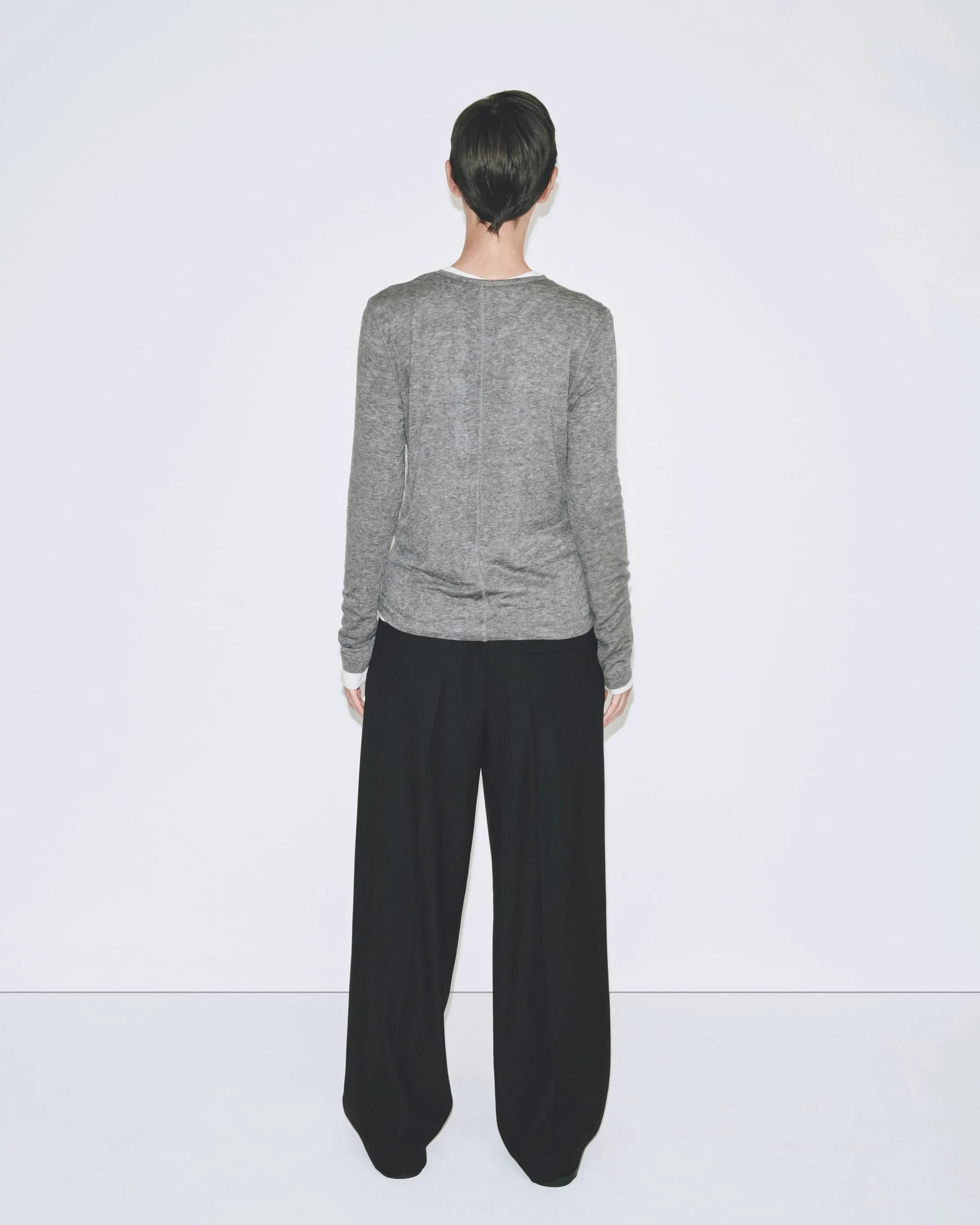 WOOL TENCEL CREW NECK TOP