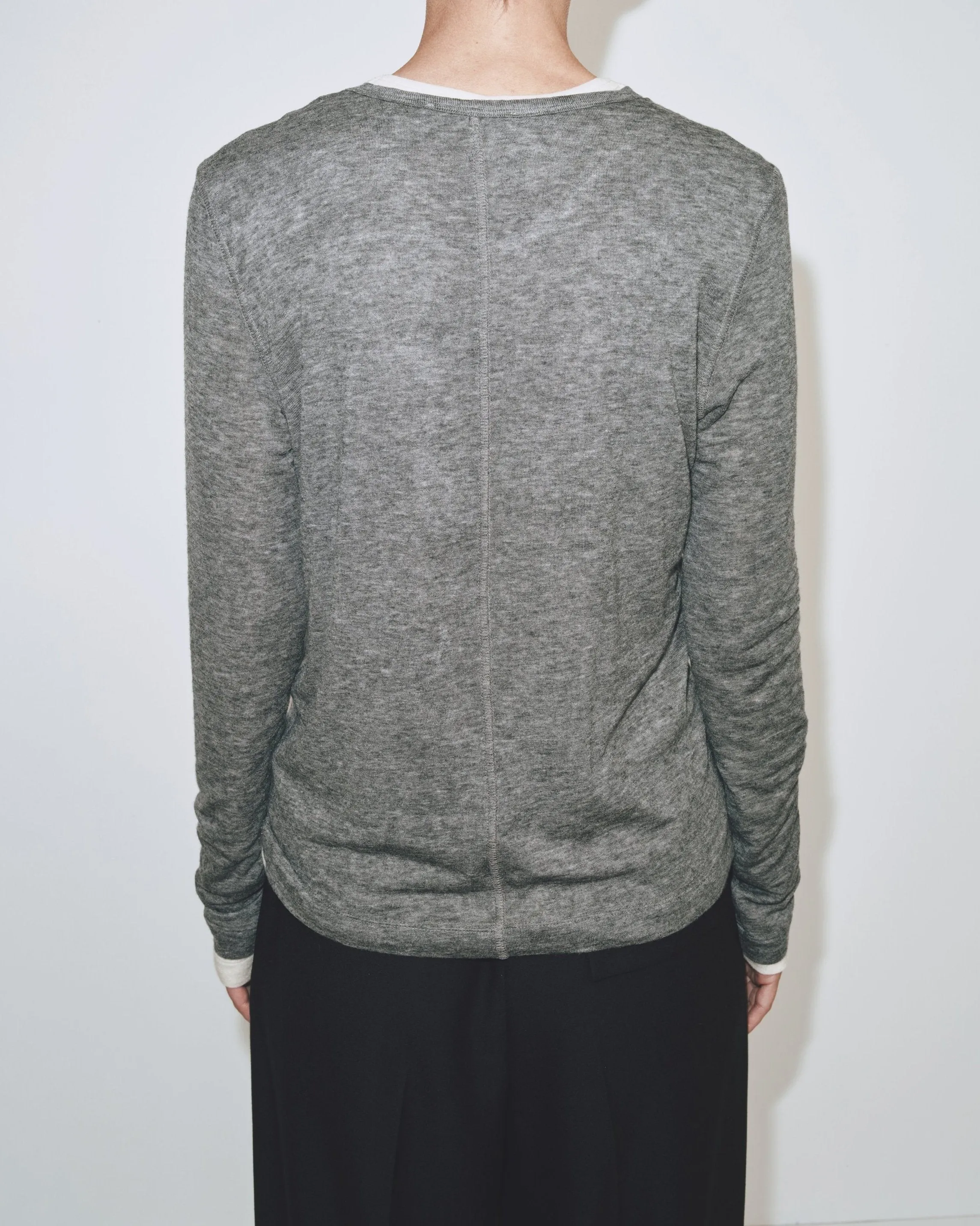 WOOL TENCEL CREW NECK TOP