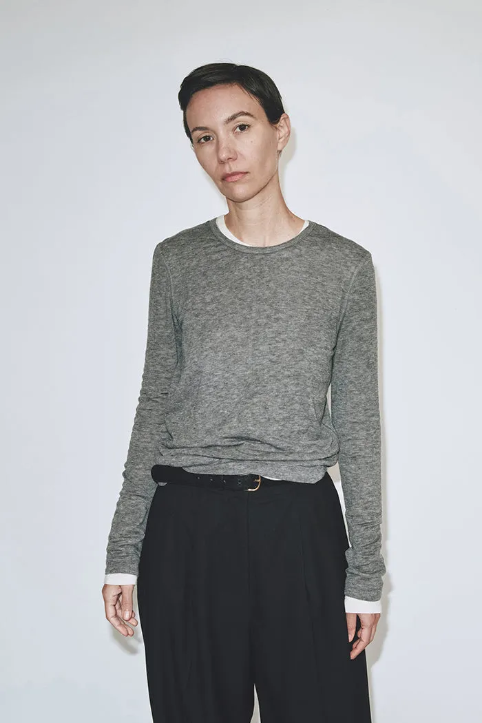 WOOL TENCEL CREW NECK TOP