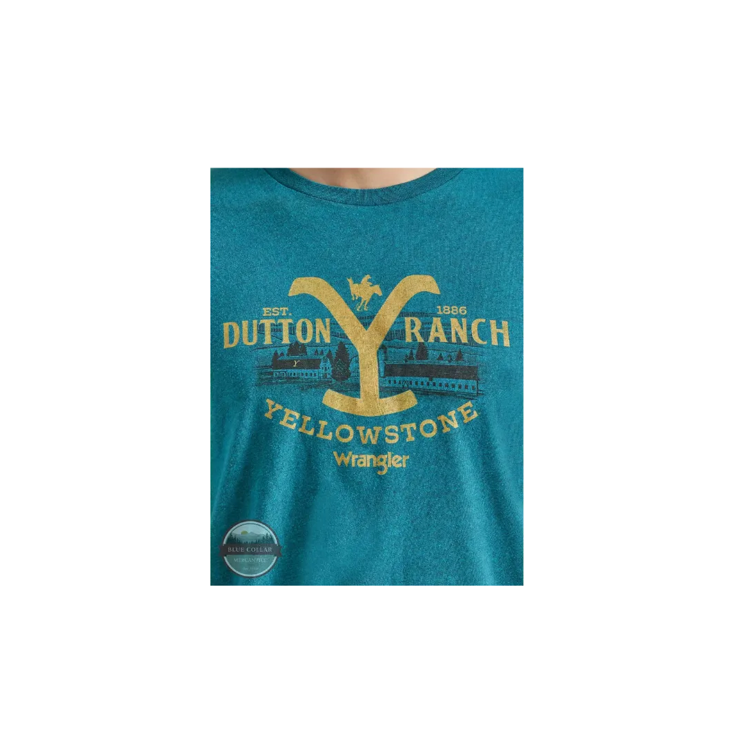 Wrangler Men's Yellowstone Dutton Ranch Short Sleeve In Cyan Pepper T Shirt