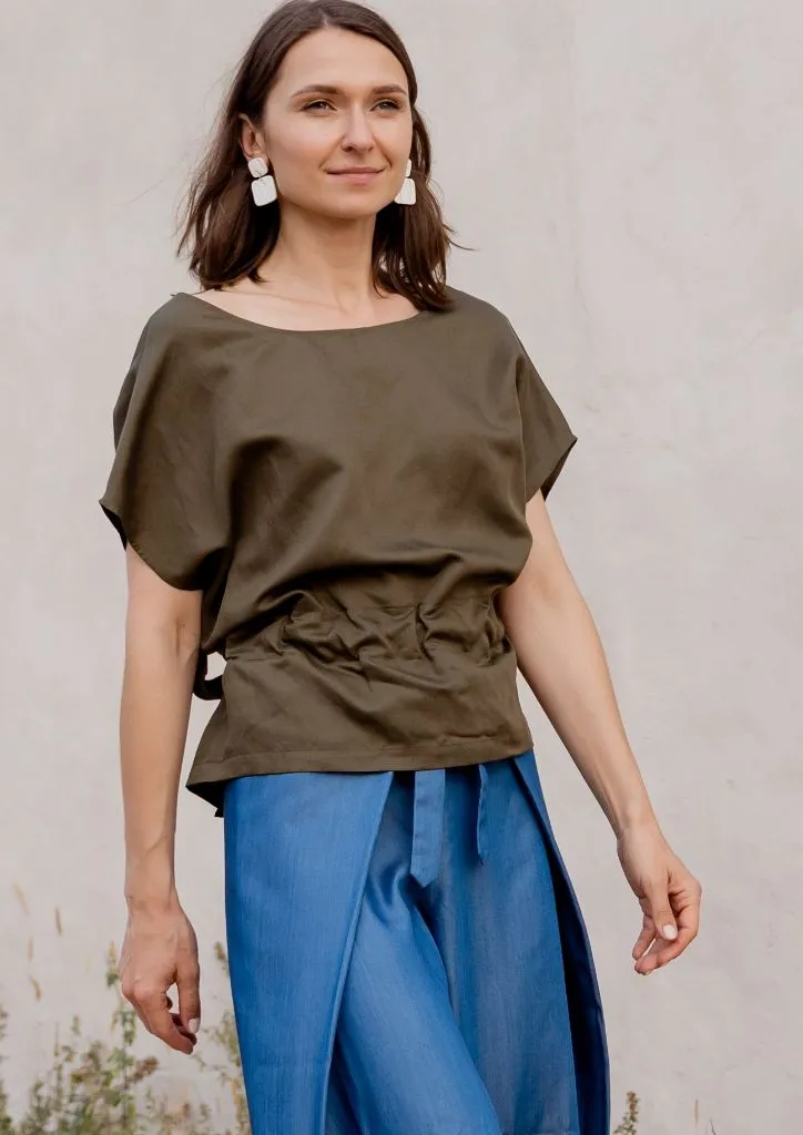 WRAP BLOUSE FLAX