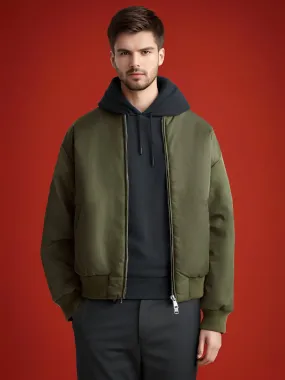 ZR Men's Double Zip Green Bomber Jacket